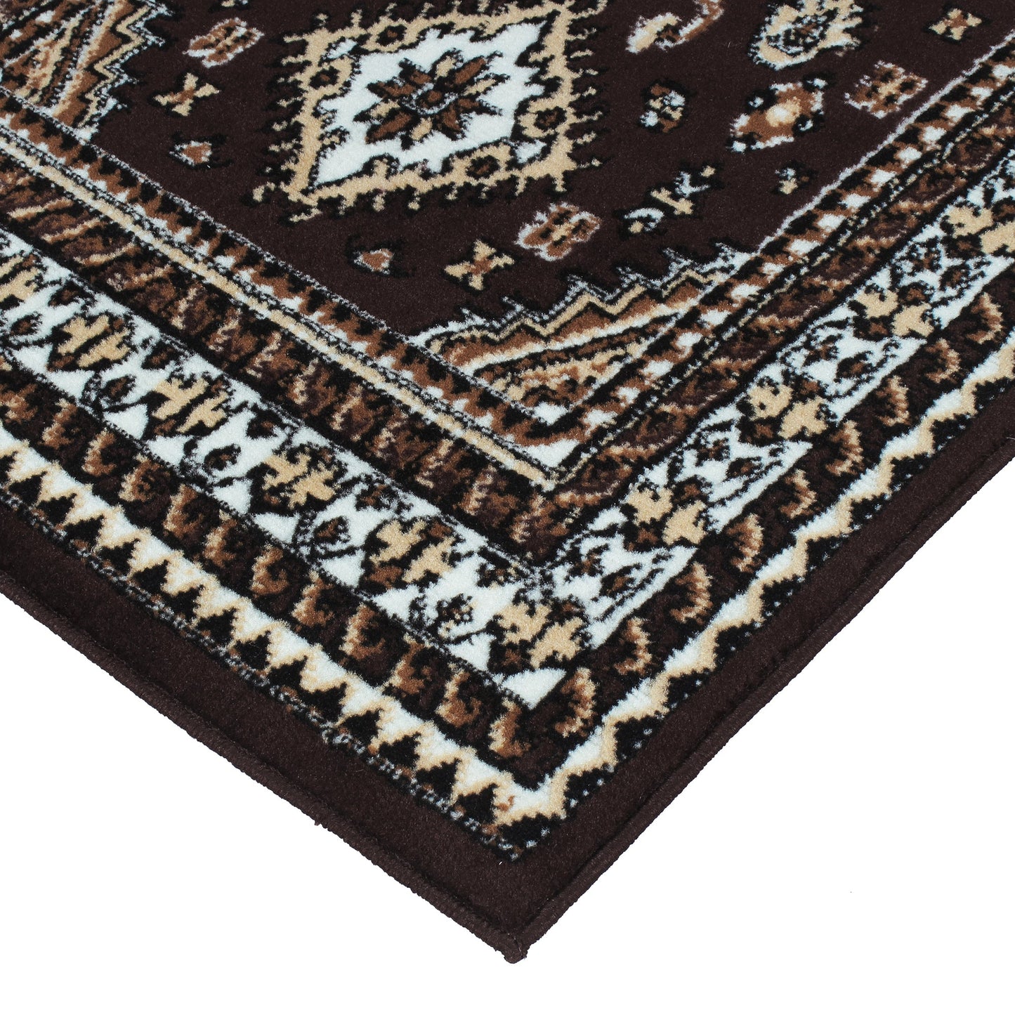 Brown Ethnic Rustico Rug/Carpet with Anti Skid Backing