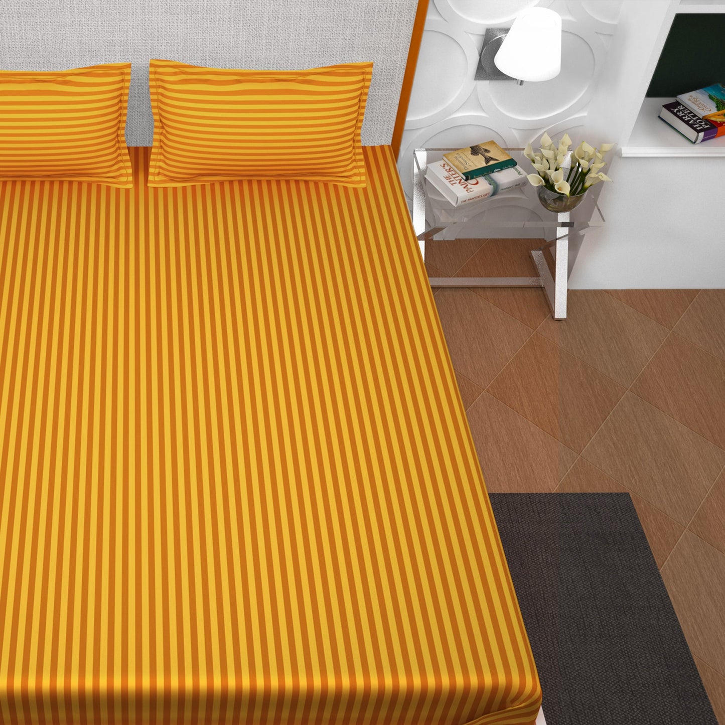 PAVO Tranquil Luxurious Premium Hotel Quality  (Honey Orange) King size Bedsheet