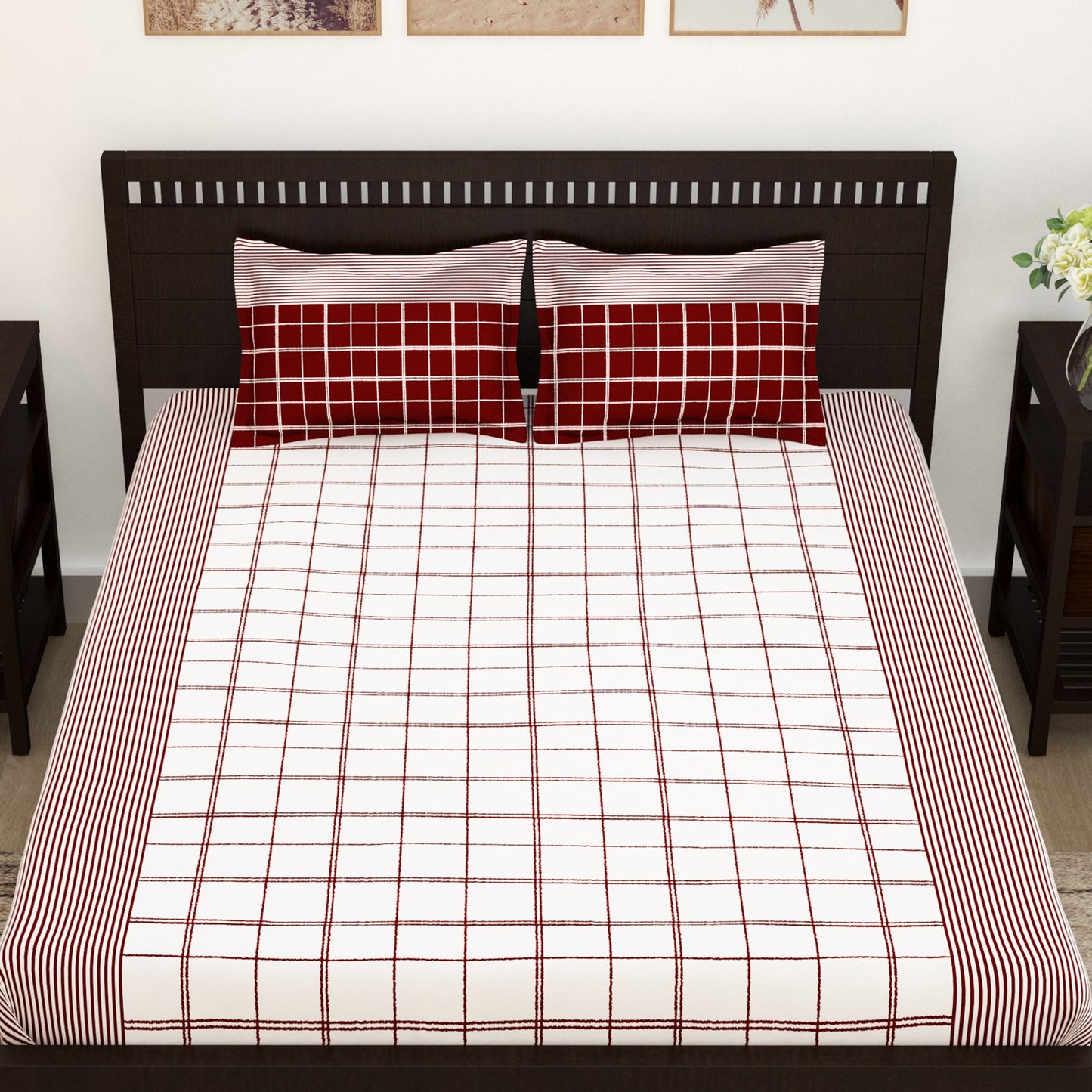 Majestic 152 TC Cotton White King size Bedsheet