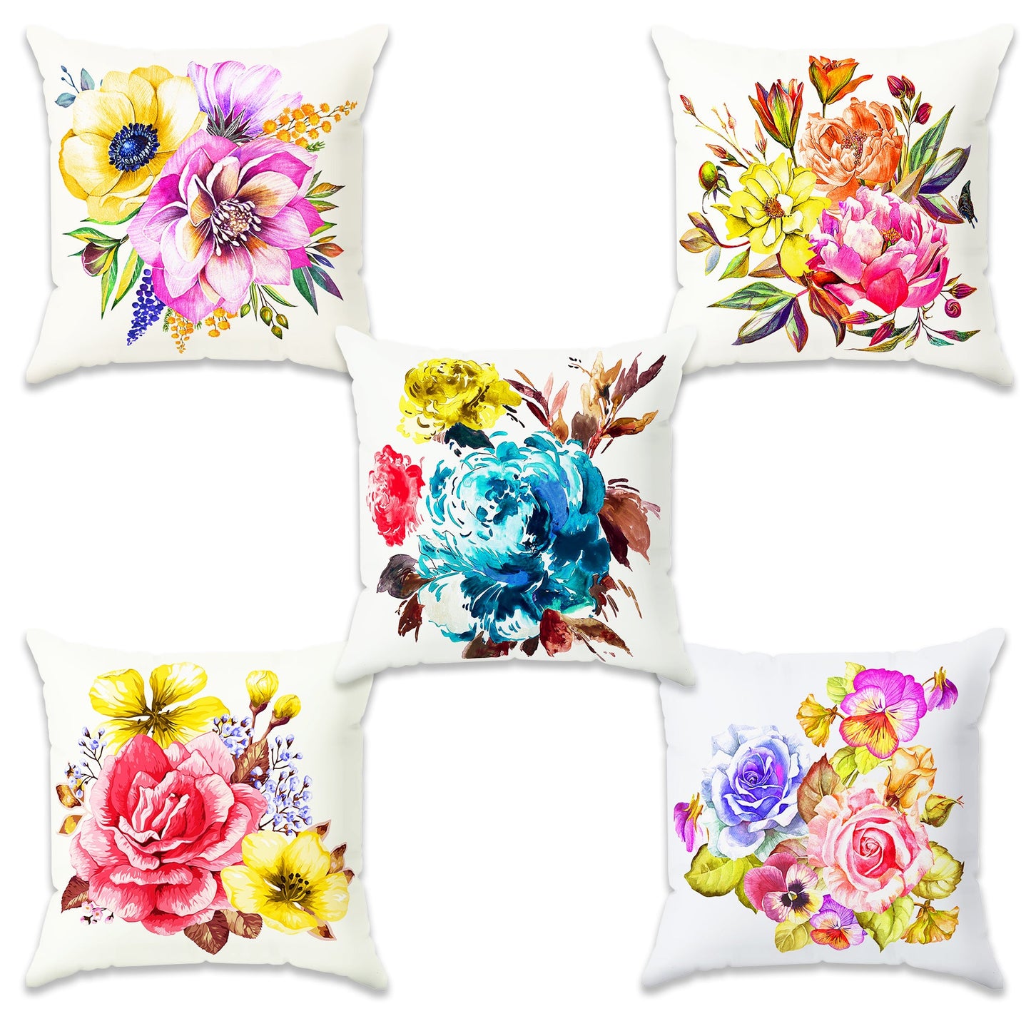 Story@Home Multicolor Floral Polyester 5 Units of Helio Cushion Covers