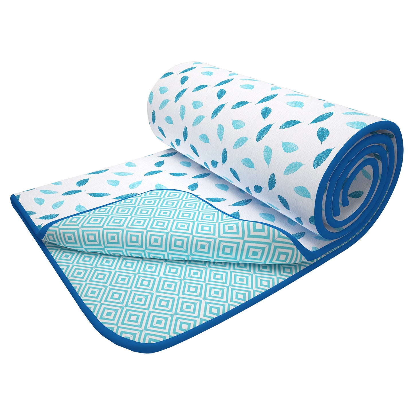 Super Soft Blue & White Geometric Reversible Single Size Dohar - Pack of 2