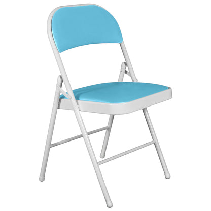 Folding Padded Sky Blue Solid Foldable Designer Chair