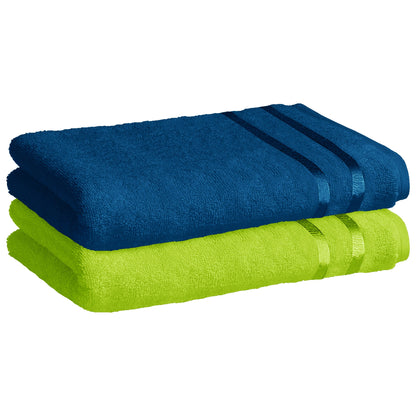 Story@Home 2 Units 100% Cotton Bath Towels - Green and Navy Blue