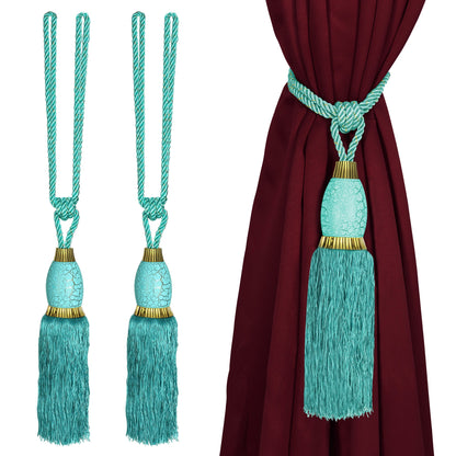Set Of 4 Home Decorative Braided Tassel Rope Tiebacks