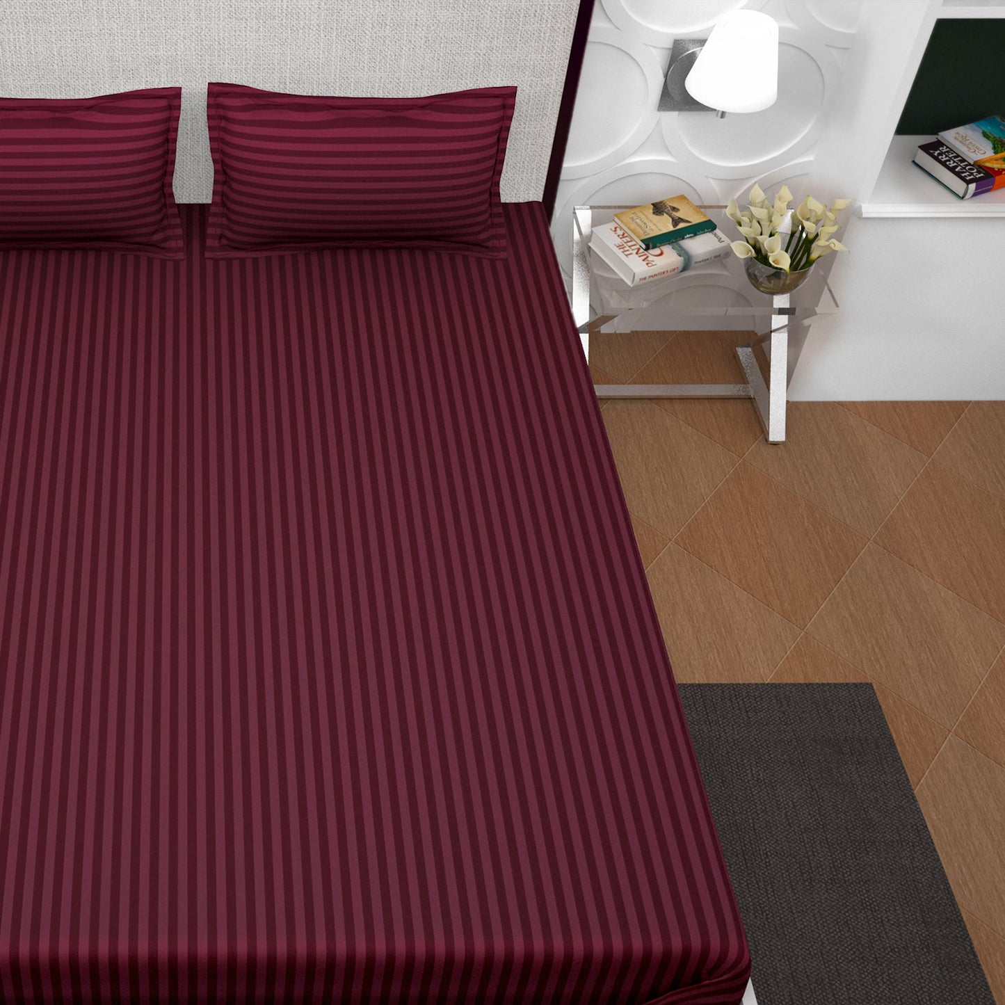 PAVO Tranquil Luxurious Premium Hotel Quality  (Wine Red) King size Bedsheet