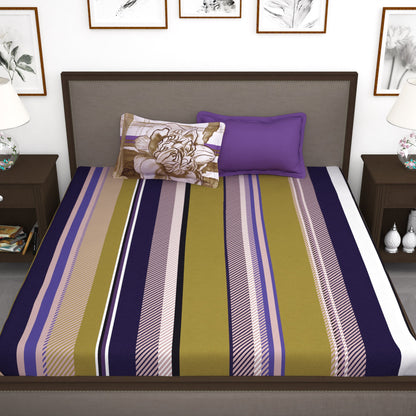 Myra 186 TC 100% Cotton Purple King Size Bedsheet