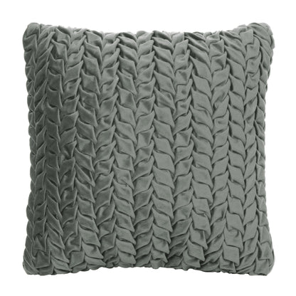 Grey Smocked Velvet Polyster SPLENDORA CUSHION COVER