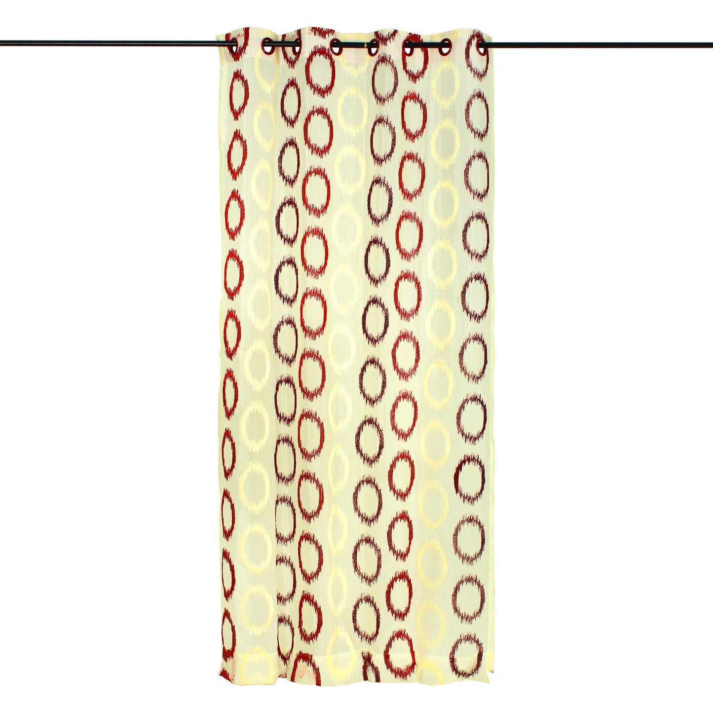 2 Pcs Beige & Maroon Imagica Sheer Door Curtain, 7 ft