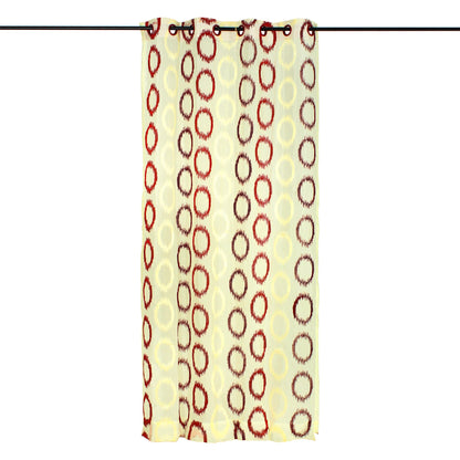 2 Pcs Beige & Maroon Imagica Sheer Door Curtain, 7 ft