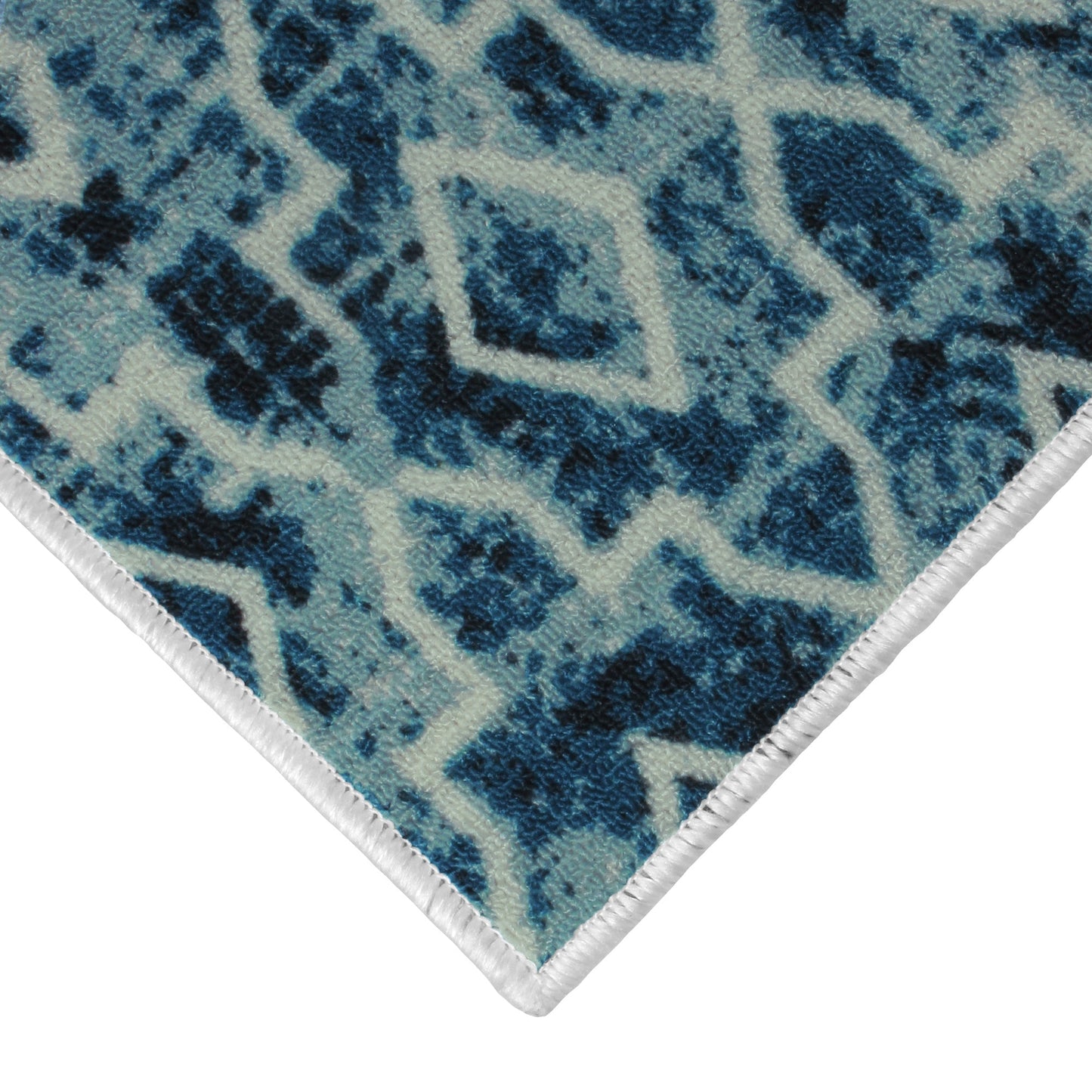 Ethnic Grunge Pattern Blue & White Rustico Rug/Carpet