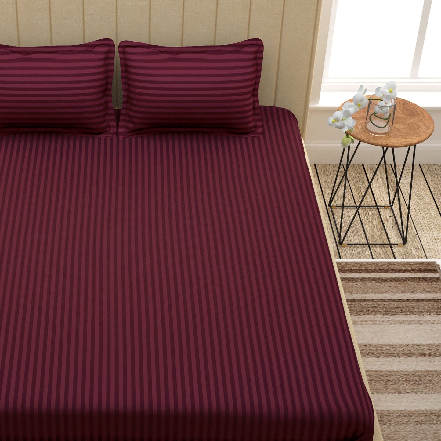 Forever Cotton 300 TC Maroon King Size Bedsheet