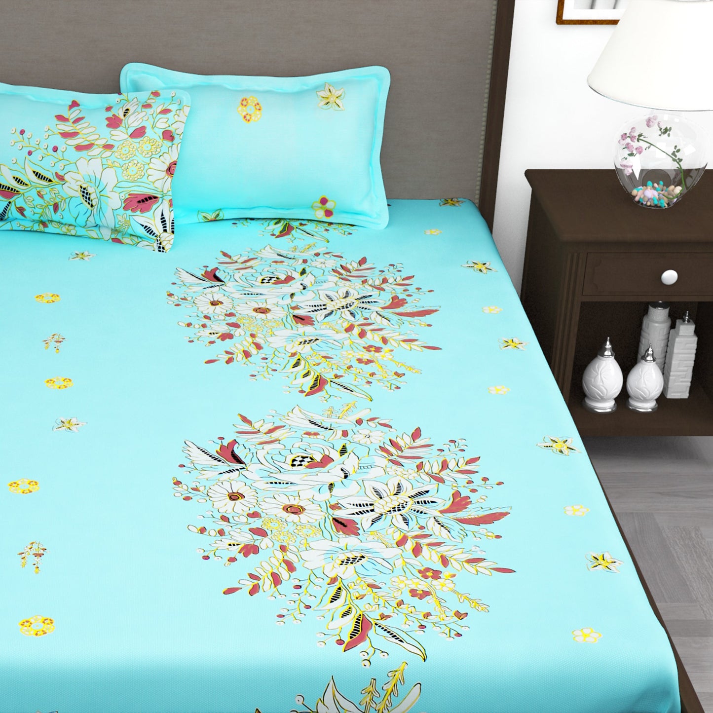 Forever Gold 240 TC Light Blue Double Size Bedsheet