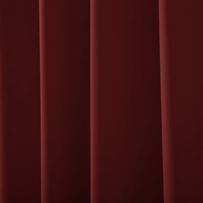 2 Pcs Maroon-Beige Blackout Gold Faux Silk Room Darkening Door Curtains, 7 Ft