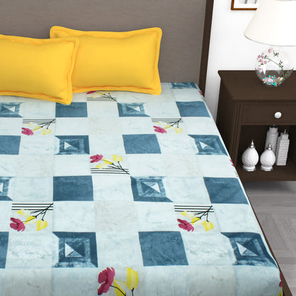 AVIATOR 210 TC Grey Checks King Size Bedsheet