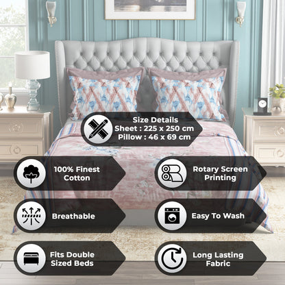 Studio Luxurious 144 TC 100% Cotton Peach Double Bedsheet
