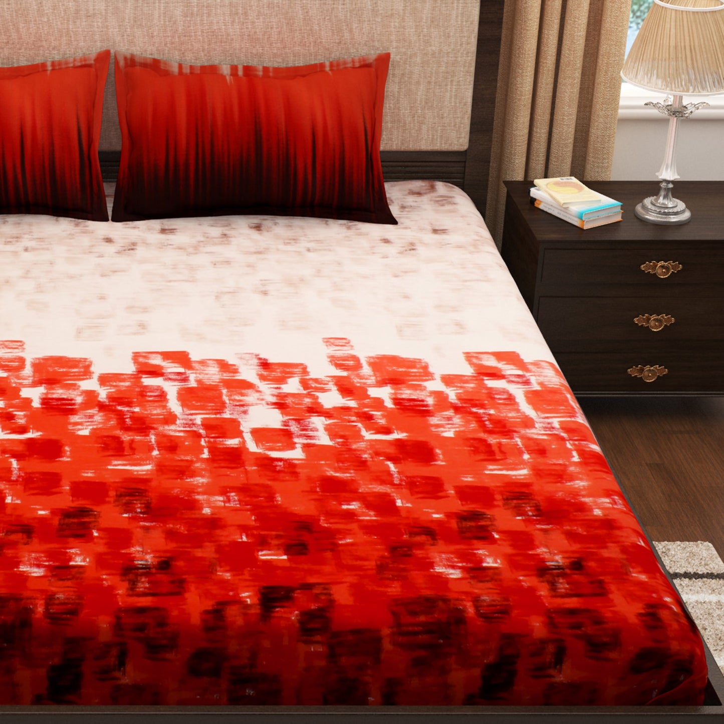 Tevel 300 TC Red King Size Bedsheet