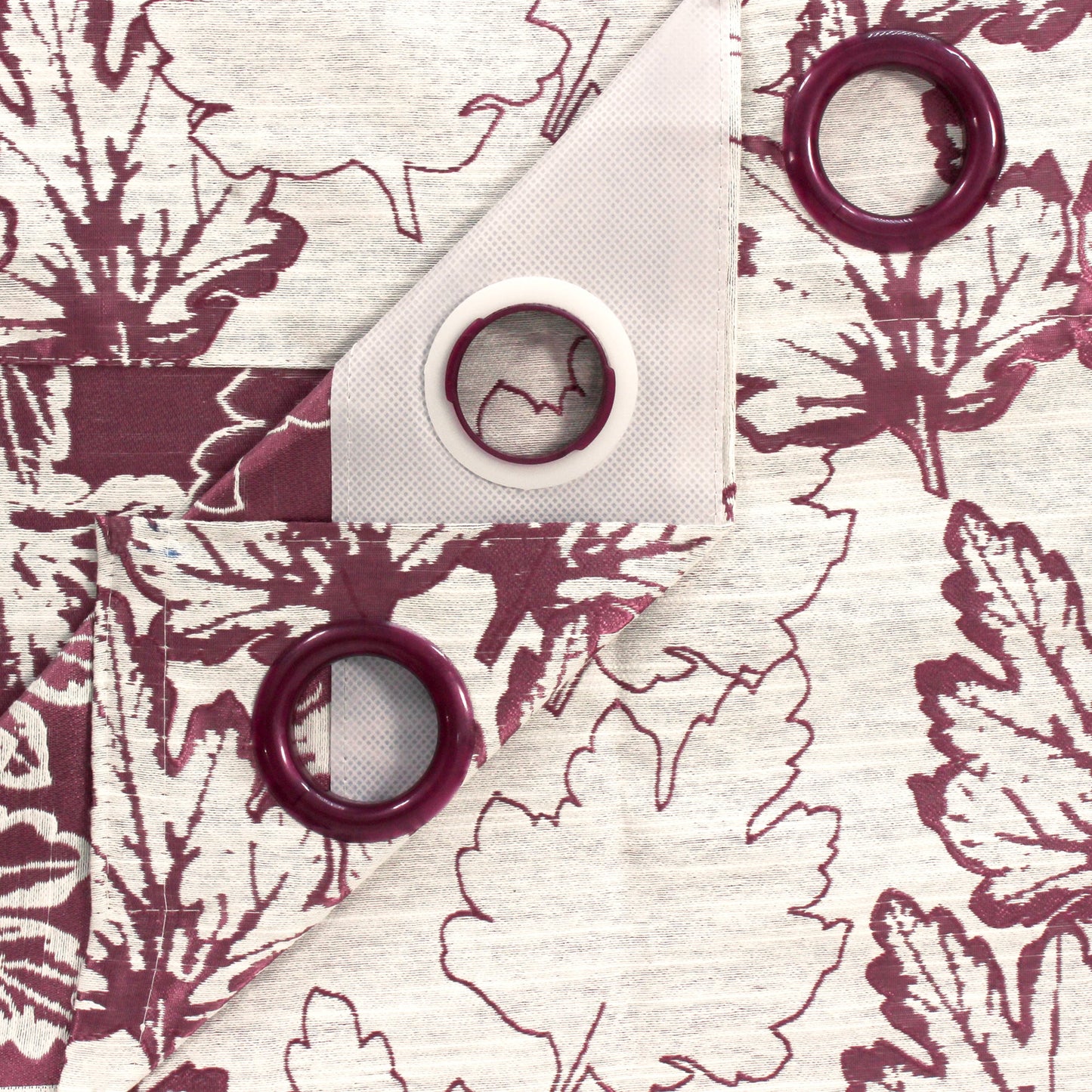 2 Pcs Maroon Compass Jacquard Room Darkening Door/Window Curtains