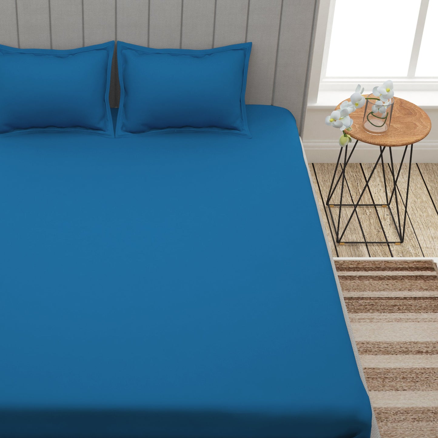 Forever 300 TC Steel Blue King Size Bedsheet