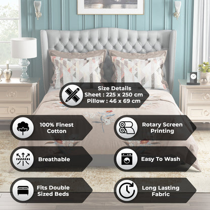 Studio Luxurious 144 TC 100% Cotton Peach Double Bedsheet