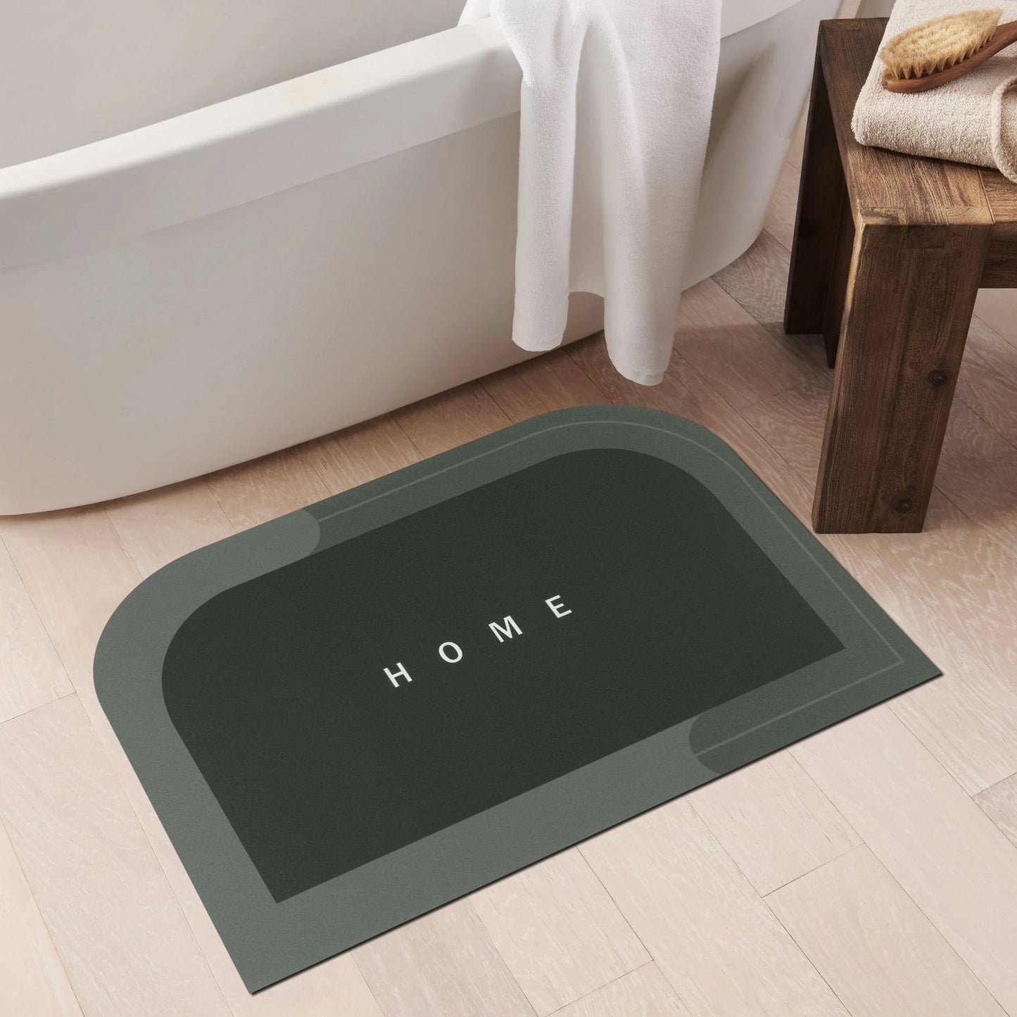 2 Units Nappa Leather Dark Green Solid Encore Bath Mats