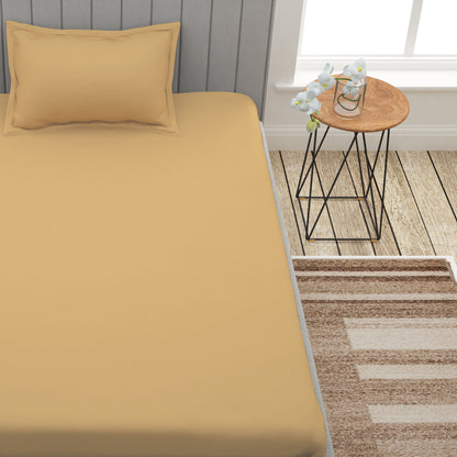 Avalon 300 TC Sepia Beige Solid Single Size Bedsheet