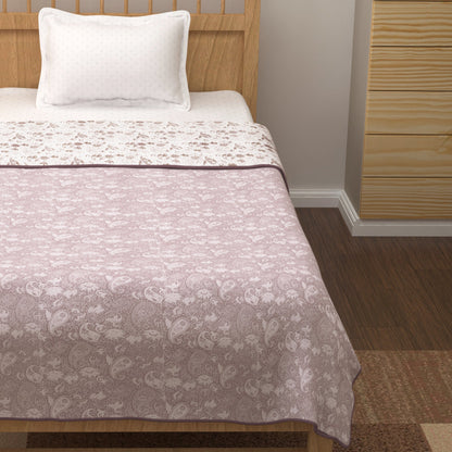Super Soft Reversible Purple & White Motif Cotton Double Dohar