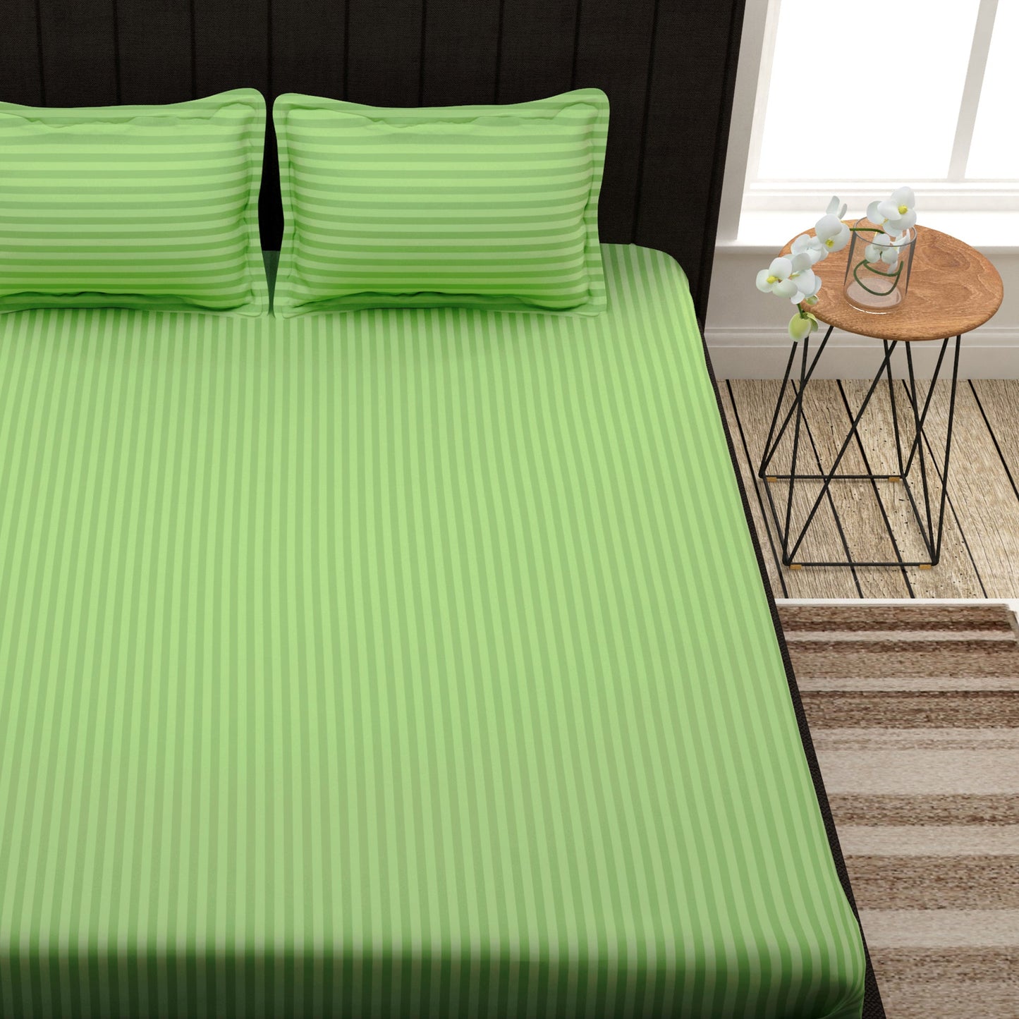 Forever Cotton 300 TC Green King Size Bedsheet