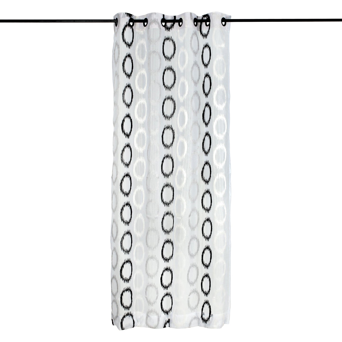 2 Pcs Black & White Imagica Sheer Door Curtain, 7 ft