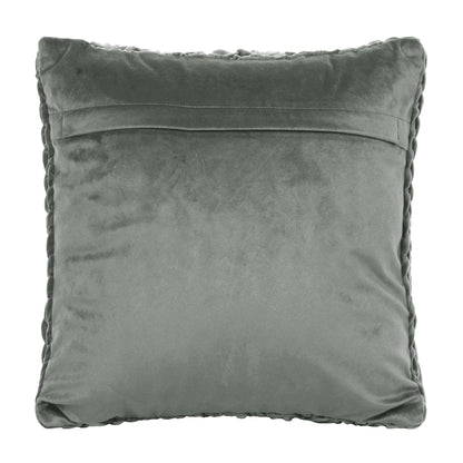 Grey Smocked Velvet Polyster SPLENDORA CUSHION COVER