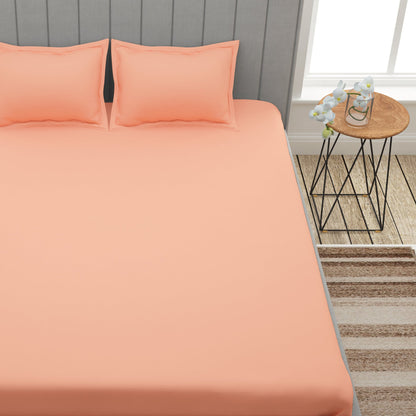 Forever 300 TC Tangy Peach King Size Bedsheet