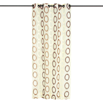 2 Pcs Beige & Brown Imagica Sheer Door Curtain, 7 ft