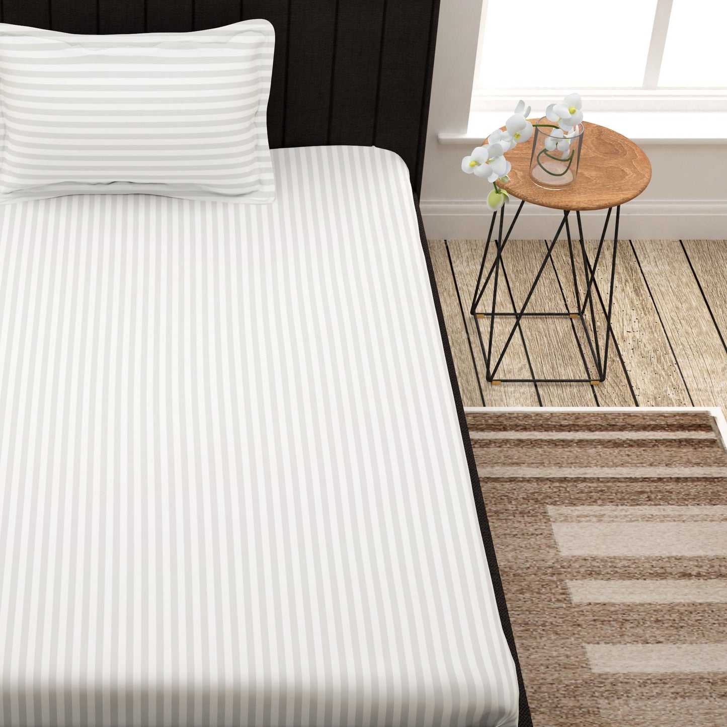 Avalon White 300 TC 100% Cotton Single Size Bedsheet