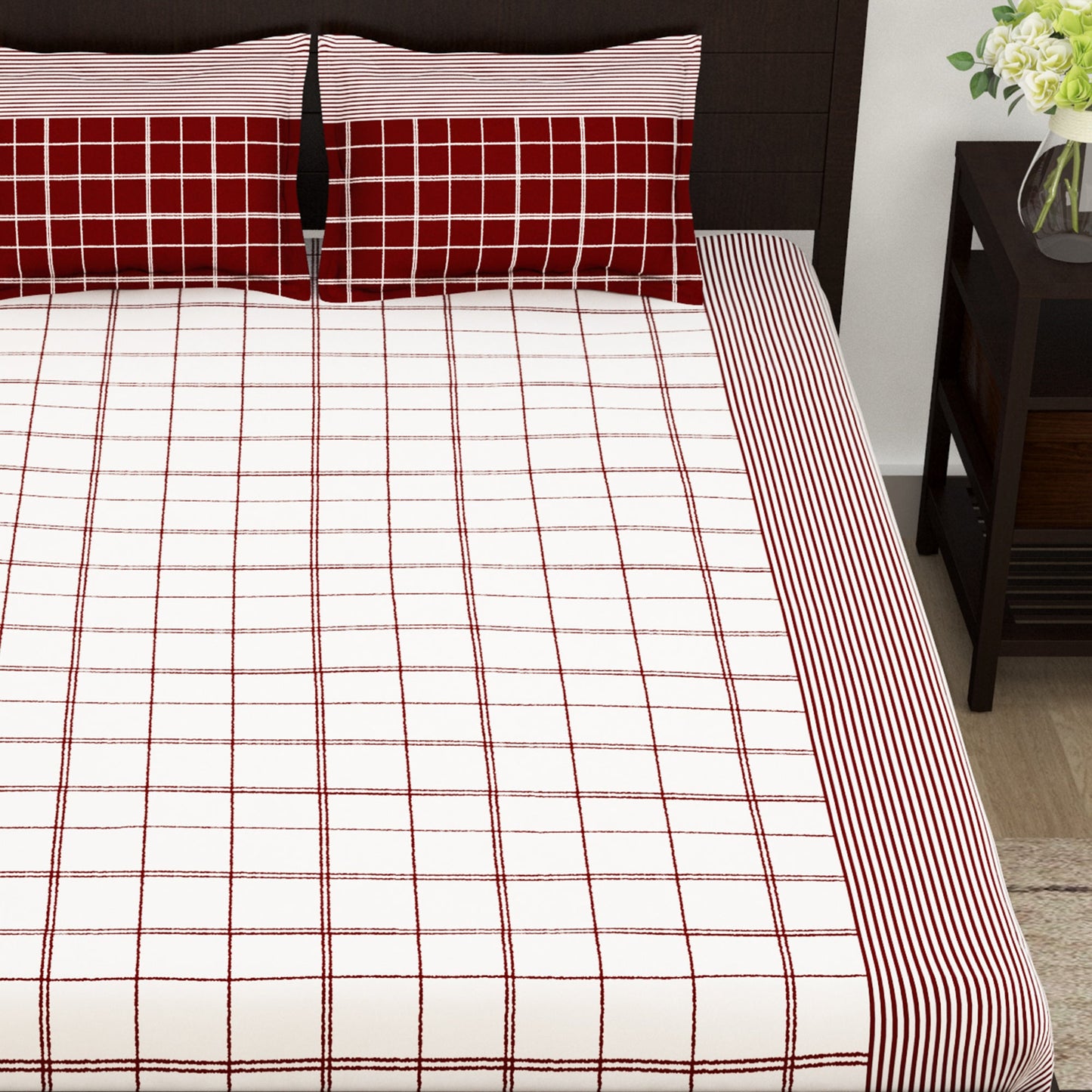 Majestic 152 TC Cotton White King size Bedsheet