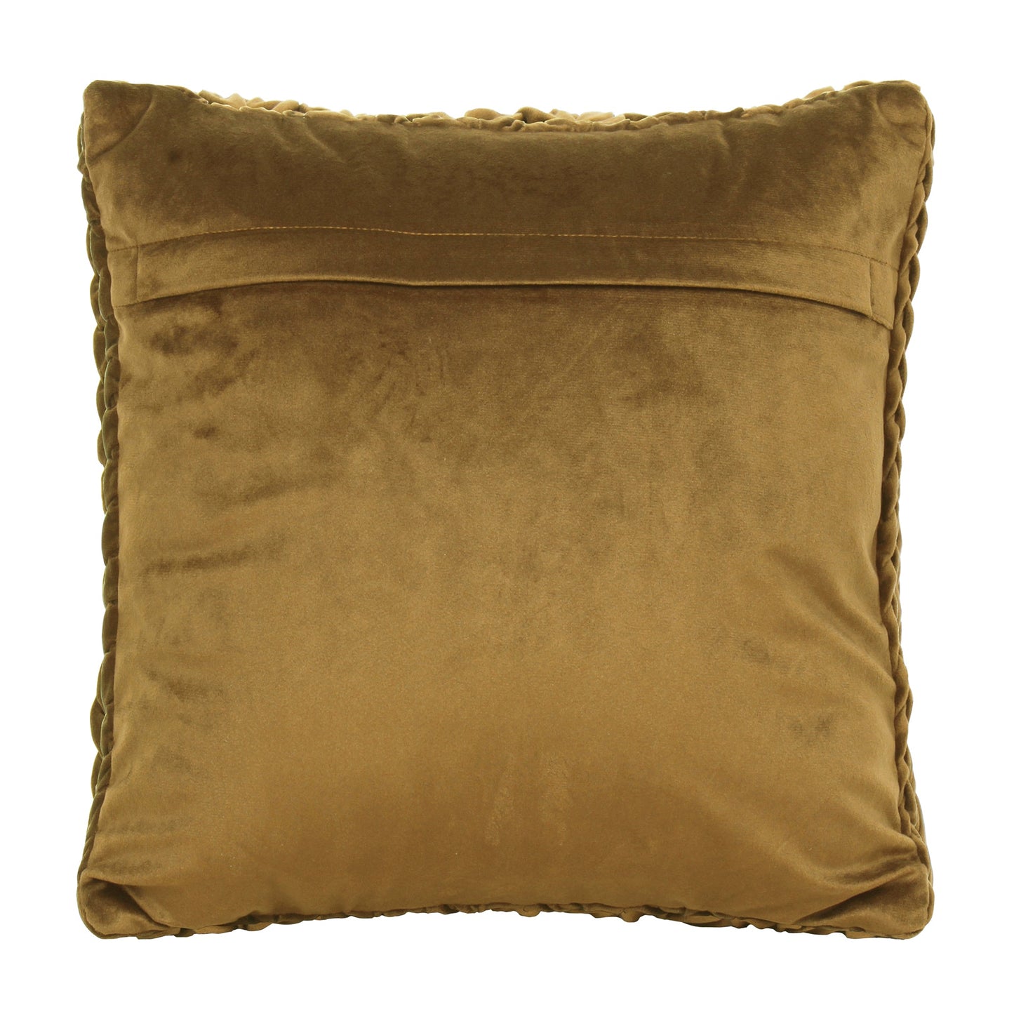 Mud Yellow Smocked Velvet Polyster SPLENDORA CUSHION COVER