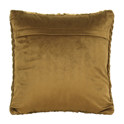 Mud Yellow Smocked Velvet Polyster SPLENDORA CUSHION COVER