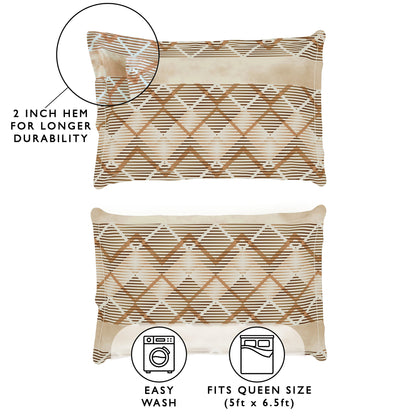 Story@Home 2 Pcs Arena Microfiber Double Bedsheets Combo With 4 Pillow Covers - Cream &  Brown