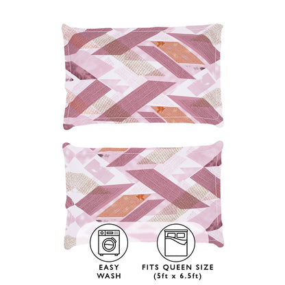 Story@Home 2 Pcs Arena Microfiber Double Bedsheets Combo With 4 Pillow Covers - Blue & Mauve