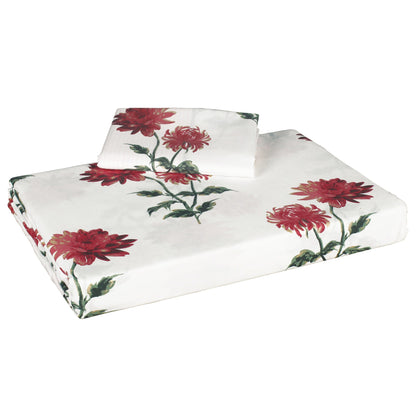 Sparkle 144 TC 100% Cotton White & Red Single Bedsheet Combo | Set of 2 |