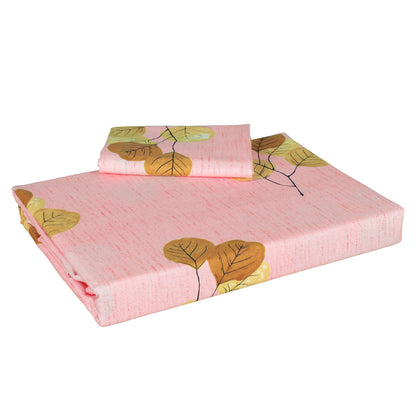 Sparkle 144 TC 100% Cotton Pink & Brown Single Bedsheet Combo | Set of 2 |