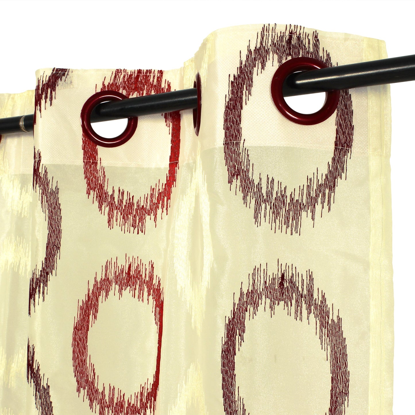 2 Pcs Beige & Maroon Imagica Sheer Door Curtain, 7 ft