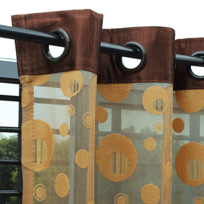 2 Pcs Light Brown Aura Sheer Net Polyester Window/Door/Long Door Curtains