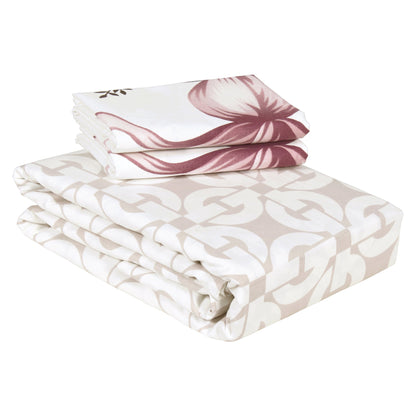 PAVO Tranquil Luxurious White Floral King Size Bedsheet