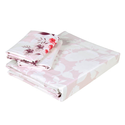 PAVO Tranquil Luxurious Light Pink Floral King Size Bedsheet