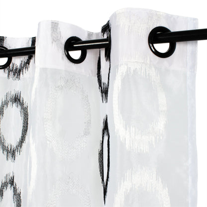 2 Pcs Black & White Imagica Sheer Door Curtain, 7 ft