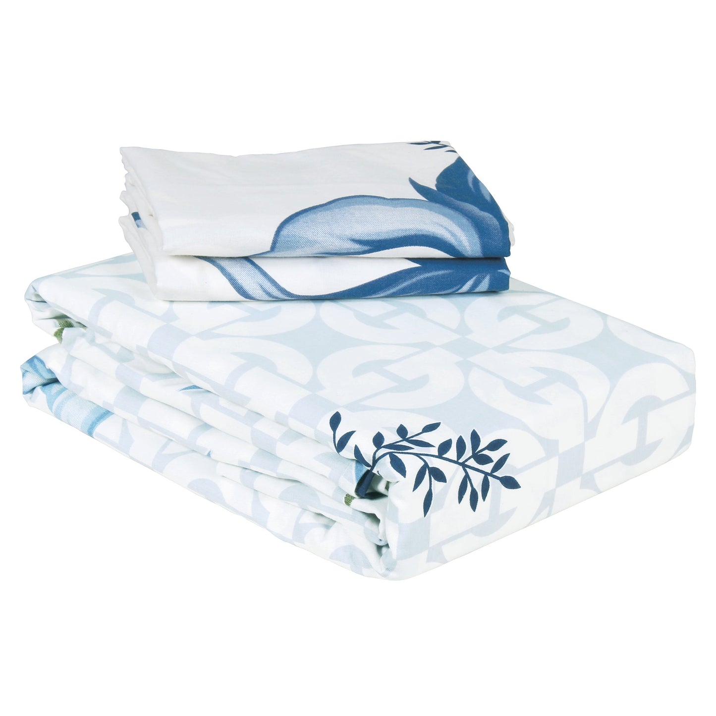 PAVO Tranquil Luxurious Blue & White Floral King Size Bedsheet