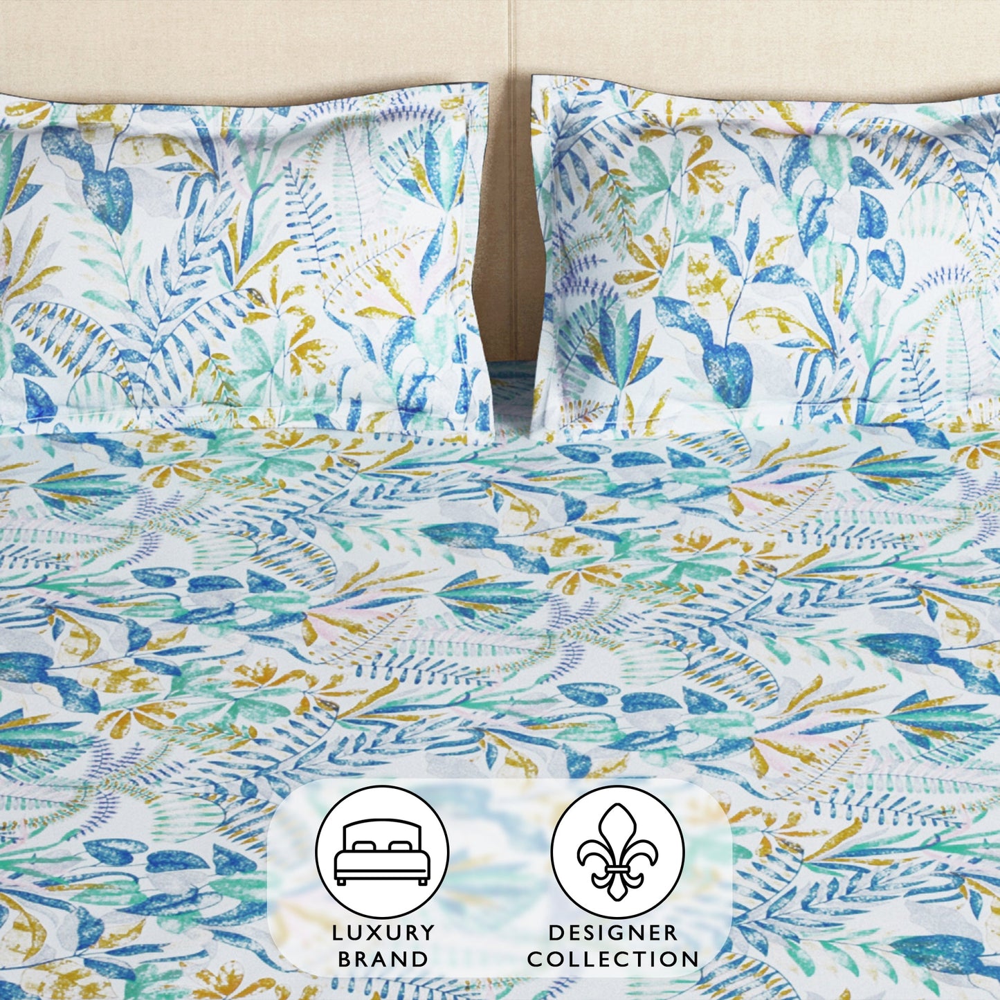 Arena 186 TC Multicolor Double Size Fitted Bedsheet With 2 Pillow Cover