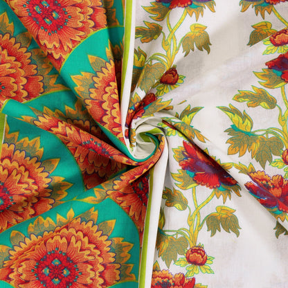 Ventura 144 TC White Floral Double Bedsheet