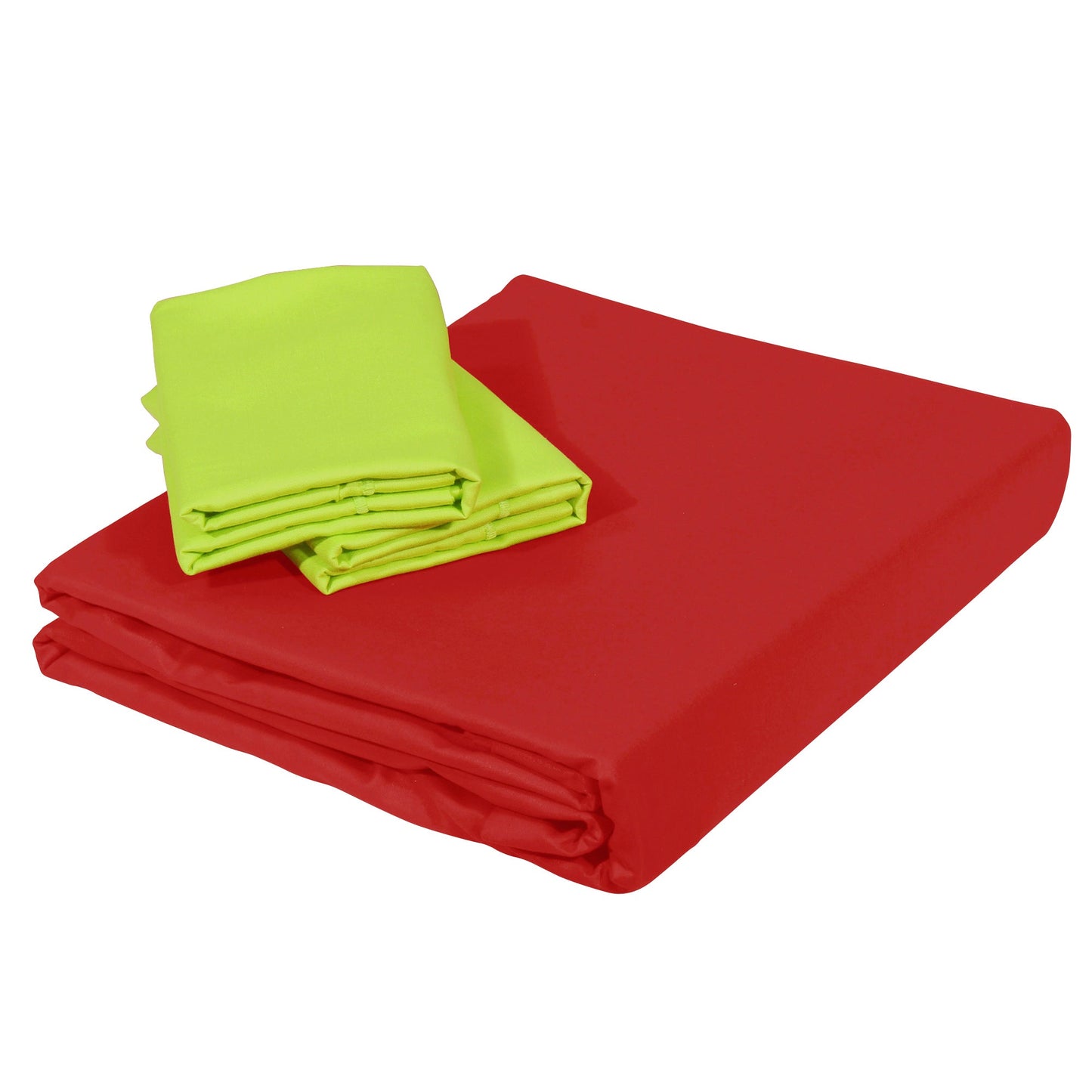 PAVO Tranquil Solid Luxurious King Bedsheet (Red and Neon Green)