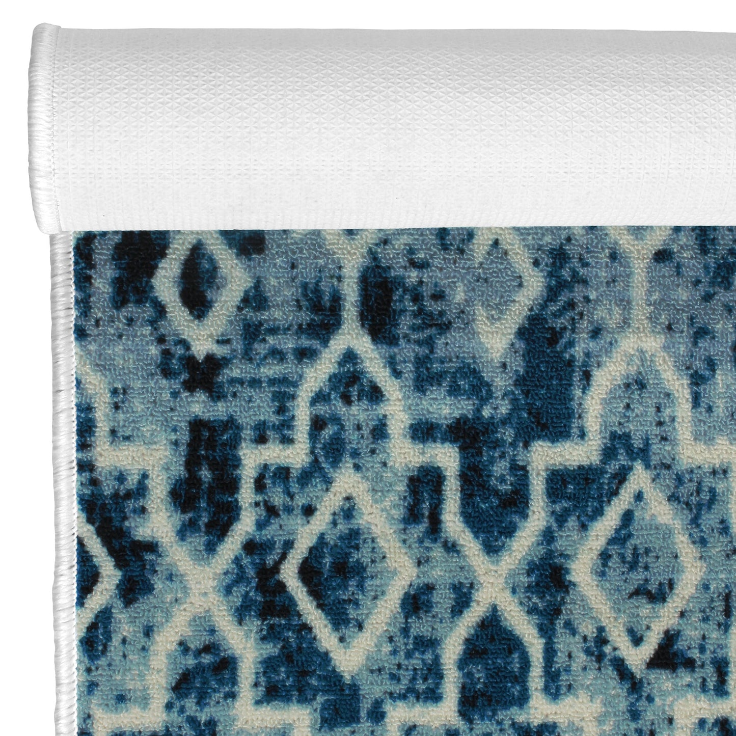 Ethnic Grunge Pattern Blue & White Rustico Rug/Carpet