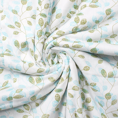 Super Soft Olive Green & White Leaf Abstract Reversible Single Size Dohar - Pack of 2